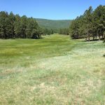 Panoramic view of a lush green golf course at Conway Country Club. Smooth