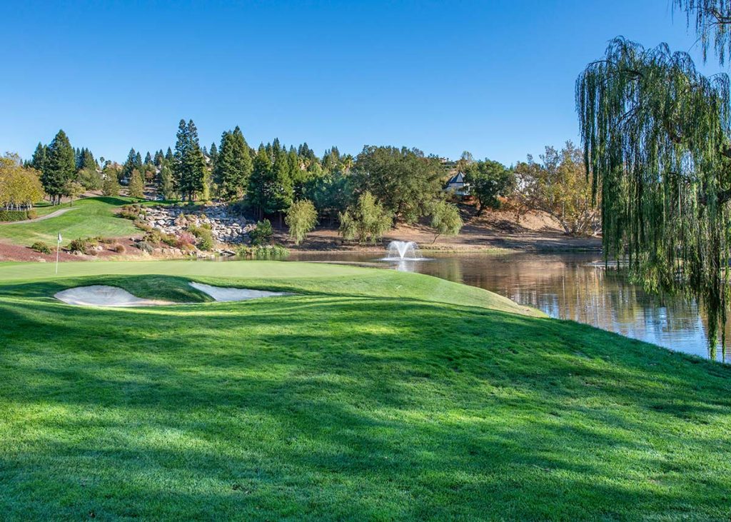 Panoramic view of a lush green golf course at Greens of Manatee Golf Course. Smooth
