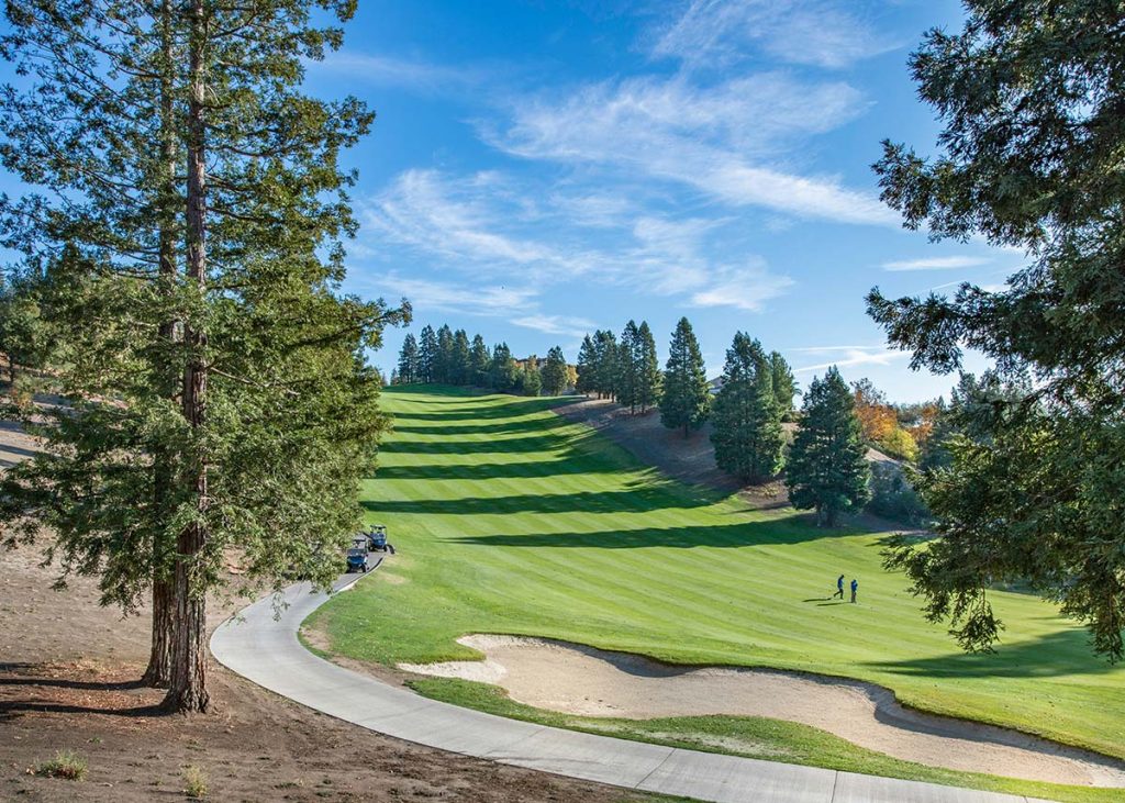 Panoramic view of a lush green golf course at The Venice Golf and Country Club. Smooth
