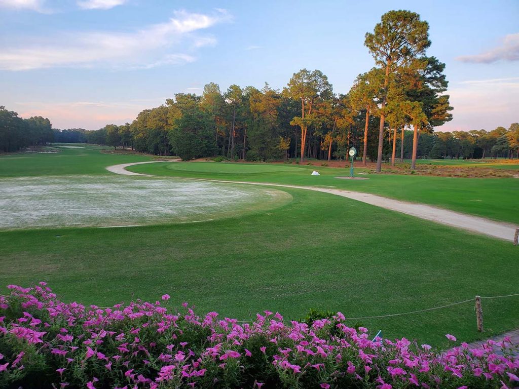 Panoramic view of a lush green golf course at Trumann Country Club. Smooth