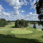 green grass with the flag in the hole.