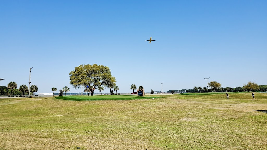Panoramic view of a lush green golf course at Aero Golf Club Short Course. Smooth