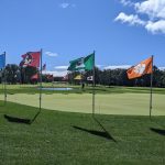 green grass with the flag in the hole.