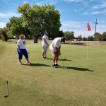 green grass with the flag in the hole.