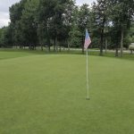 green grass with the flag in the hole.