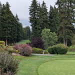 Panoramic view of a lush green golf course at Bellevue Golf Course. Smooth
