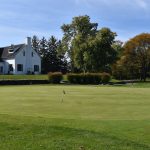 green grass with the flag in the hole.
