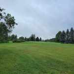 Panoramic view of a lush green golf course at Birch Valley Golf Course. Smooth