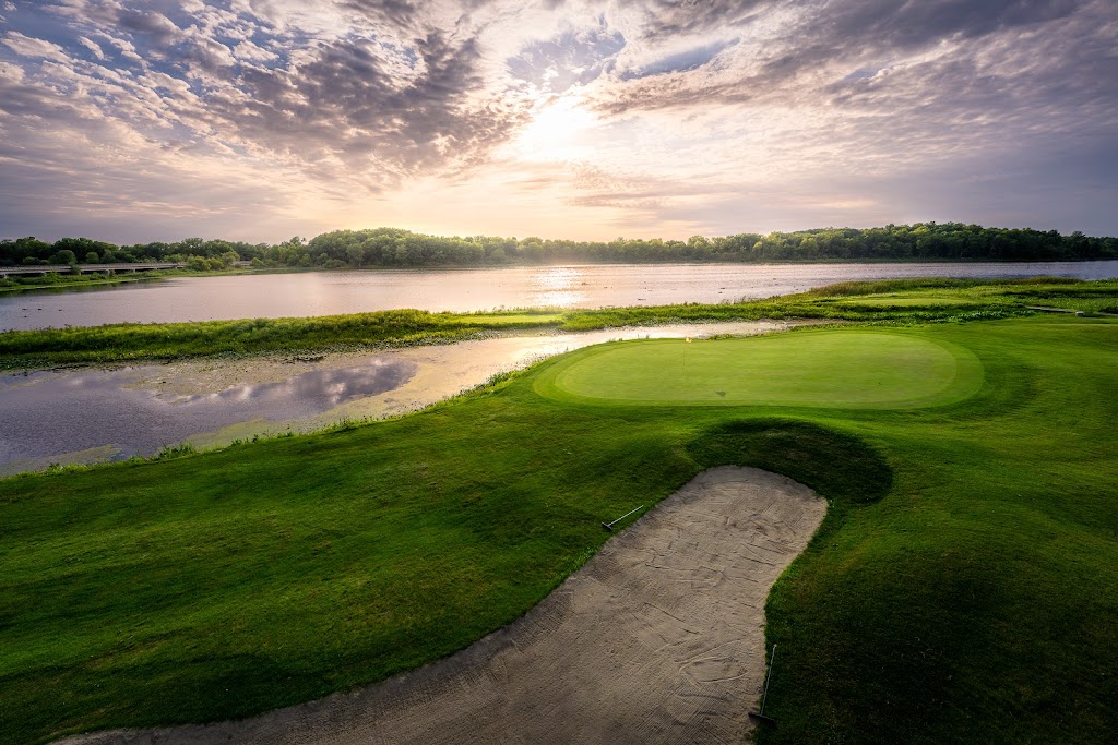 Panoramic view of a lush green golf course at Birck Boilermaker Golf Complex. Smooth