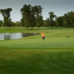 green grass with the flag in the hole.