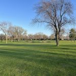 Panoramic view of a lush green golf course at Bloomingdale Golf Club. Smooth
