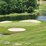 green grass with the flag in the hole.