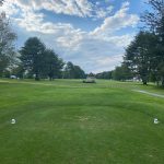 green grass with the flag in the hole.