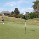 green grass with the flag in the hole.