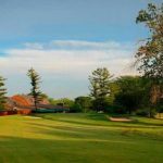 Panoramic view of a lush green golf course at Brown's Run Public Golf Course