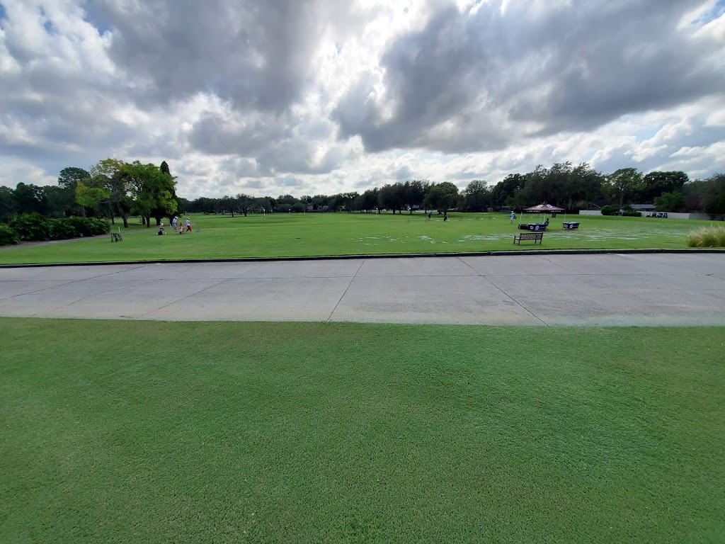 Panoramic view of a lush green golf course at Buckhorn Springs Golf and Country Club. Smooth