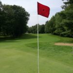 green grass with the flag in the hole.