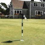 green grass with the flag in the hole.