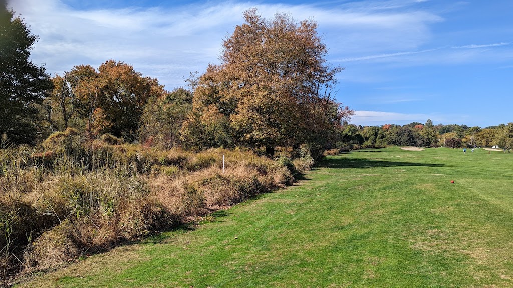 Panoramic view of a lush green golf course at Carl Dickman Par 3 Golf Course. Smooth