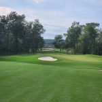 green grass with the flag in the hole.
