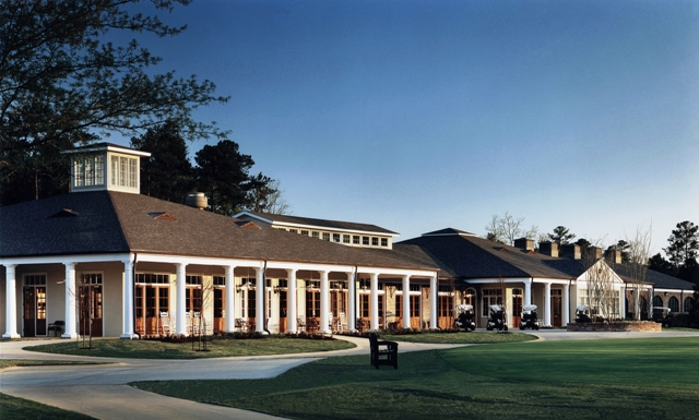 Panoramic view of a lush green golf course at Carter Plantation Golf Course. Smooth