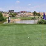 green grass with the flag in the hole.