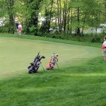 green grass with the flag in the hole.