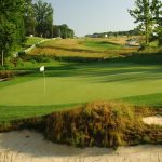 green grass with the flag in the hole.