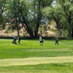 Panoramic view of a lush green golf course at Civitan Golf Course. Smooth