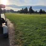 green grass with the flag in the hole.