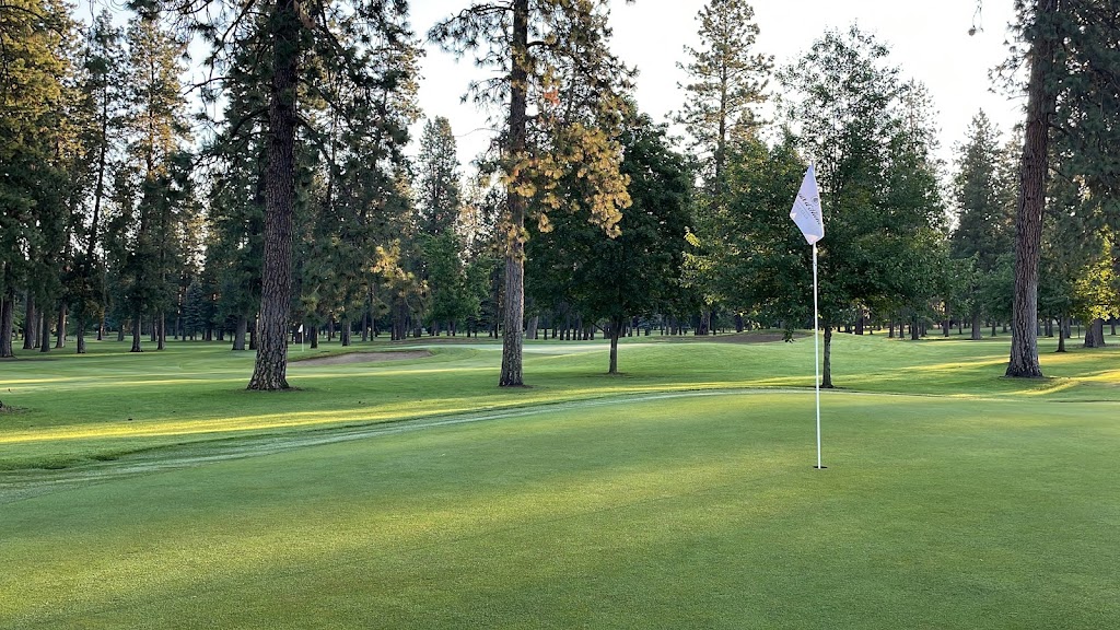 Panoramic view of a lush green golf course at Coeur d'Alene Public Golf Club. Smooth