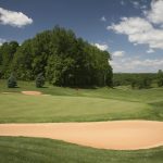green grass with the flag in the hole.