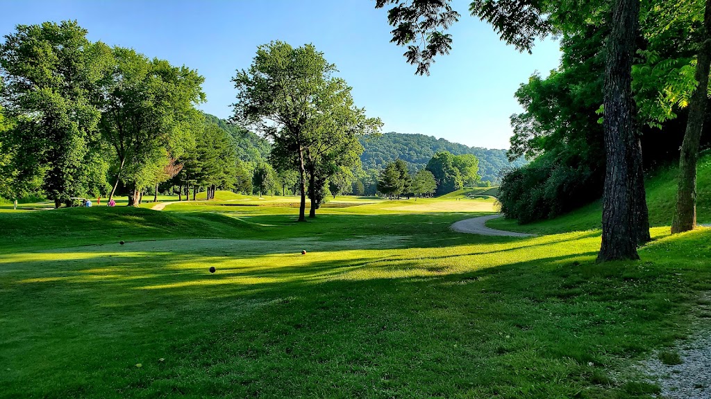 Panoramic view of a lush green golf course at Creekside Golf Course. Smooth