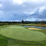 green grass with the flag in the hole.