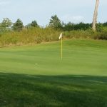 green grass with the flag in the hole.