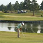 green grass with the flag in the hole.