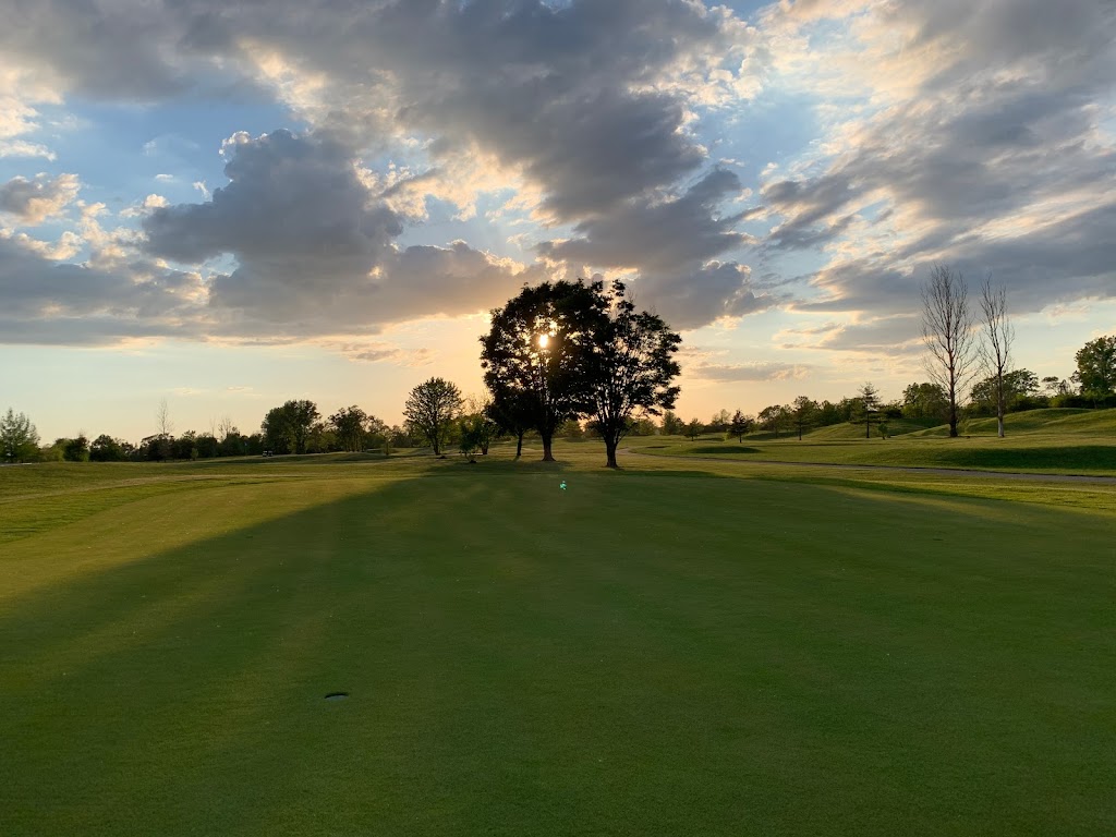 Panoramic view of a lush green golf course at Dakota Landing Golf Course. Smooth
