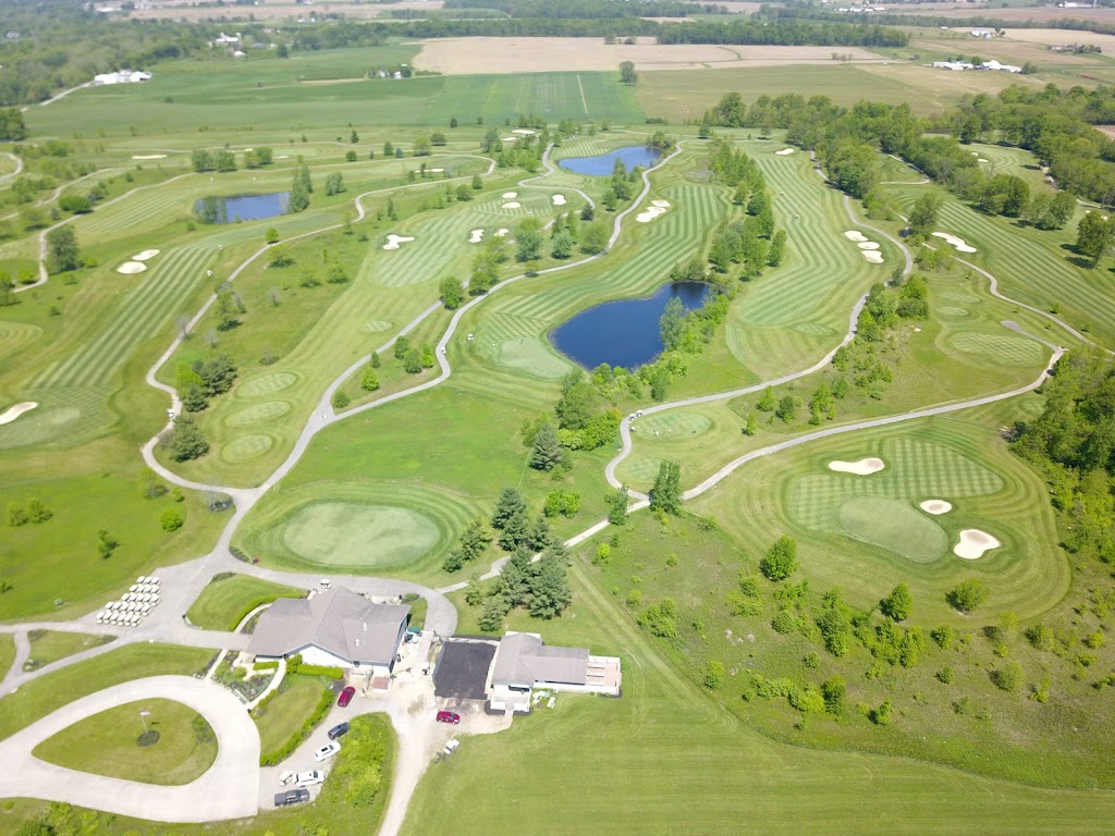 Panoramic view of a lush green golf course at Darby Creek Golf Course. Smooth