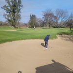 green grass with the flag in the hole.
