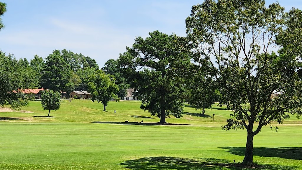 Panoramic view of a lush green golf course at Degray State Park Golf Course. Smooth