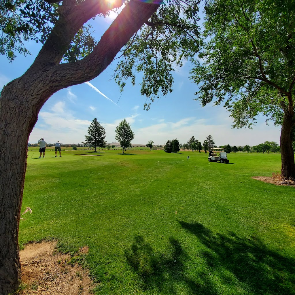 Panoramic view of a lush green golf course at Desert Canyon Golf Course. Smooth