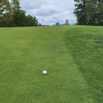 green grass with the flag in the hole.