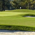 Panoramic view of a lush green golf course at Dogwood Trace Golf Course. Smooth