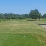 green grass with the flag in the hole.