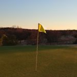green grass with the flag in the hole.