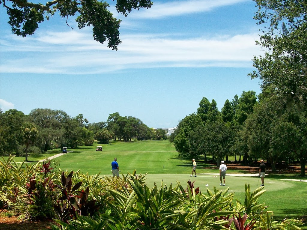 Panoramic view of a lush green golf course at Dunedin Golf Club. Smooth