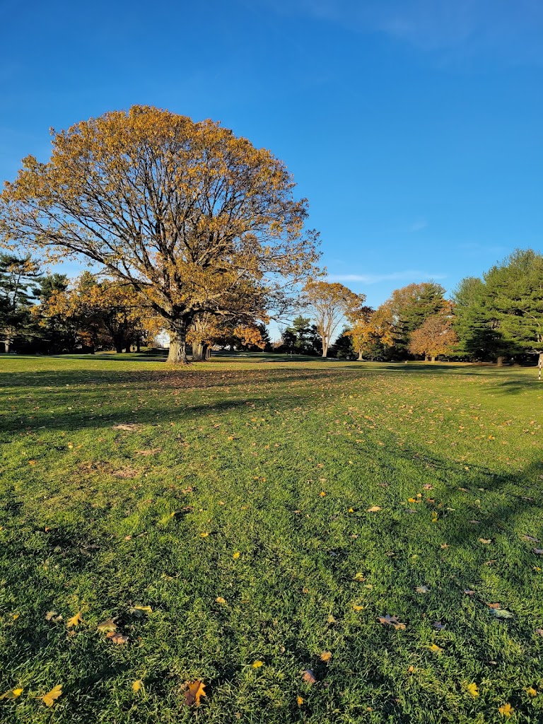 Panoramic view of a lush green golf course at Dunwoodie Golf Course. Smooth