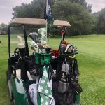 green grass with the flag in the hole.