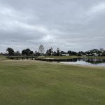 green grass with the flag in the hole.