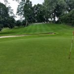 green grass with the flag in the hole.